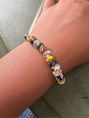 Multicolor Glass Bead Stretch Bracelet - Women's Jewelry